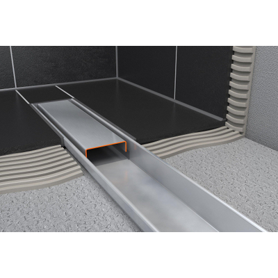 Easy Drain Compact 30 zero douchegoot enkele plaat met zijuitloop 6x50cm RVS