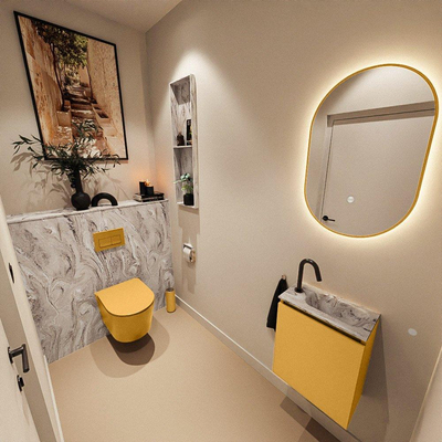 MONDIAZ TURE-DLUX 40cm toiletmeubel Ocher. EDEN wastafel Glace positie rechts. Met 1 kraangat.