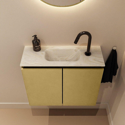 MONDIAZ TURE-DLUX 60cm toiletmeubel Oro. EDEN wastafel Ostra positie midden. Met 1 kraangat.