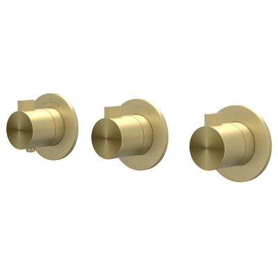 IVY Tribe Regendoucheset - inbouw - symmetry - 2 stopkranen - 30cm plafondbuis - 25cm medium hoofddouche - glijstang met uitlaat - 150cm doucheslang - staafmodel handdouche - RVS316 - geborsteld mat goud PVD