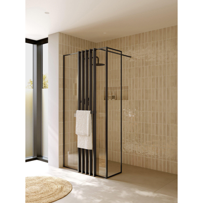 Riho Define Deco Screen - met handdoekrek - Gunmetal mat