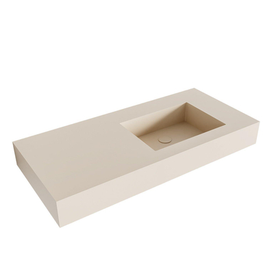 Mondiaz EDGE Vrijhangende wastafel - 100cm - wasbak rechts - rand 12cm - Solid surface Linen