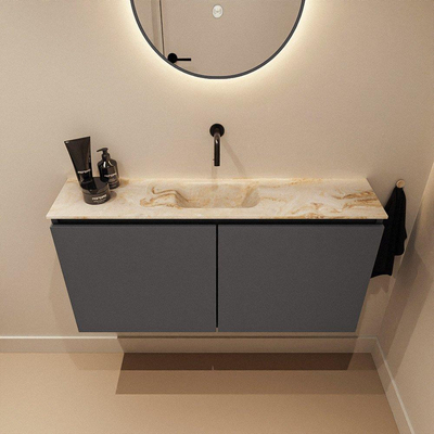 MONDIAZ TURE-DLUX 100cm toiletmeubel Dark Grey. EDEN wastafel Frappe positie midden. Zonder kraangat.