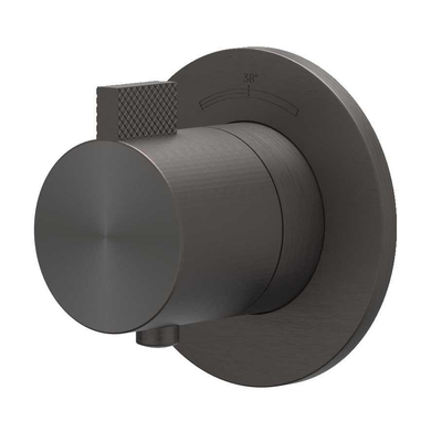 IVY TribeAfbouwdeel - voor Inbouwthermostaat - symmetry - rond rozet - RVS316 - geborsteld carbon black PVD