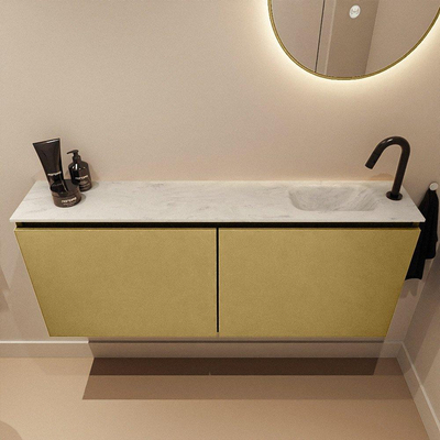 MONDIAZ TURE-DLUX 120cm toiletmeubel Oro. EDEN wastafel Opalo positie rechts. Met 1 kraangat.