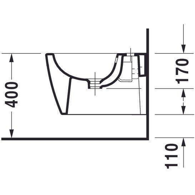 Duravit ME by Starck wandbidet Compact 37x48cm met kraangat met overloop wit