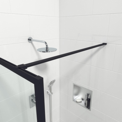 Saniclass Bellini Inloopdouche - 90x200cm - veiligheidsglas - mat zwarte lijst rondom - anti kalk SHOWROOMMODEL