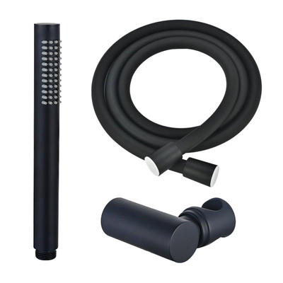 Fortifura Calvi Handdoucheset - 22.5cm - staaf - met houder - gladde slang - 150cm - zwart