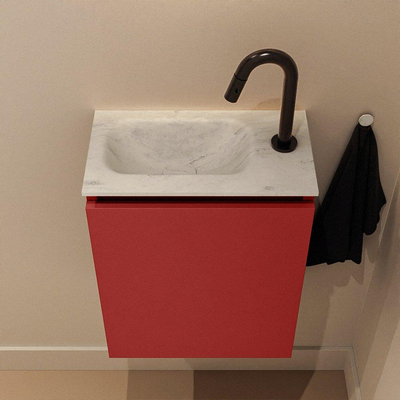 MONDIAZ TURE-DLUX 40cm toiletmeubel Fire. EDEN wastafel Opalo positie links. Met 1 kraangat.