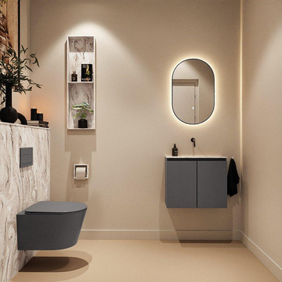 MONDIAZ TURE-DLUX 60cm toiletmeubel Dark Grey. EDEN wastafel Glace positie midden. Zonder kraangat.