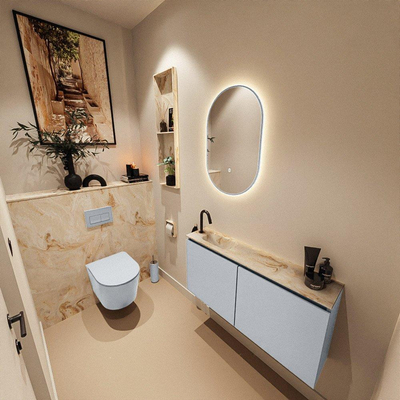 MONDIAZ TURE-DLUX 100cm toiletmeubel Clay. EDEN wastafel Frappe positie links. Met 1 kraangat.