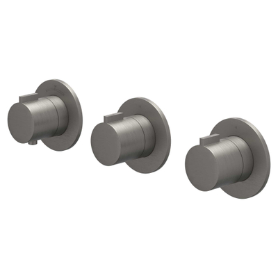 IVY Pact Regendoucheset - inbouw - symmetry - 2 stopkranen - 30cm plafondbuis - 20cm medium hoofddouche - glijstang met uitlaat - 150cm doucheslang - 3-standen handdouche - Geborsteld metal black PVD