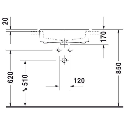 Duravit Vero half inbouwwastafel 55x47cm 1 kraangat inclusief Wonderglis