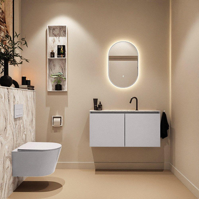 MONDIAZ TURE-DLUX 100cm toiletmeubel Cale. EDEN wastafel Glace positie midden. Met 1 kraangat.
