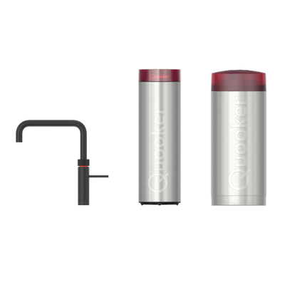 Quooker Fusion Square kokendwaterkraan - draaibare uitloop - Combi incl. Cube reservoir - Warm / kokend / bruisend / gefilterd water - Zwart