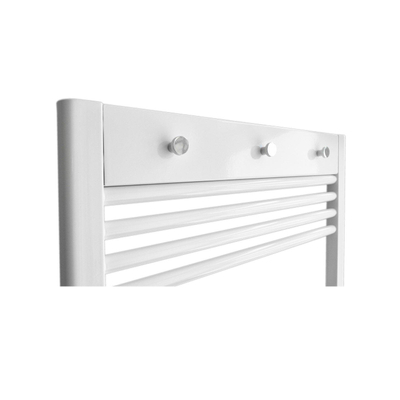 Sanicare Handdoekhouderpaneel - 51.7x9.2x2.7cm- voor radiator - 3 chromen handdoekknoppen - wit