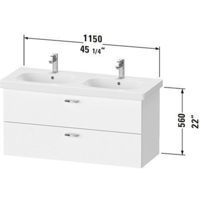 Duravit XBase Wastafelonderkast 120x45.8x56cm Standaard greep met softclose spaanplaat Grafiet Mat