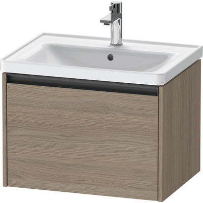 Duravit Ketho 2 wastafelonderbouwkast met 1 lade 63.4x45.5x44cm met greep antraciet eiken terra mat