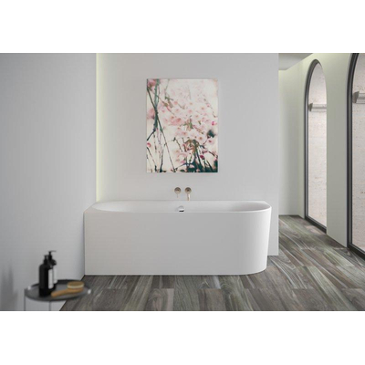 Plieger Kansas Hoekbad - 180x80x60cm - hoek links - met waterinlaat - met af- en overloopgarnituur - met poten - acryl - mat wit