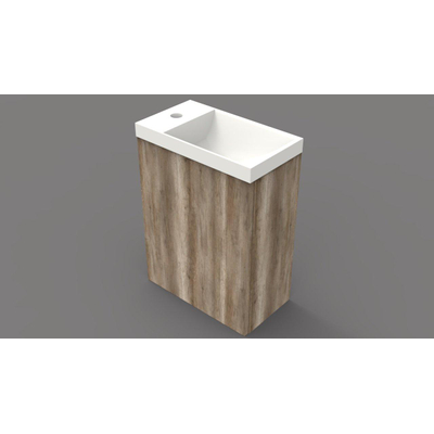 Arcqua Luna Fonteinset 54.3x39.7x21.8cm Canyon Oak met marble fontein zonder overloop glans wit