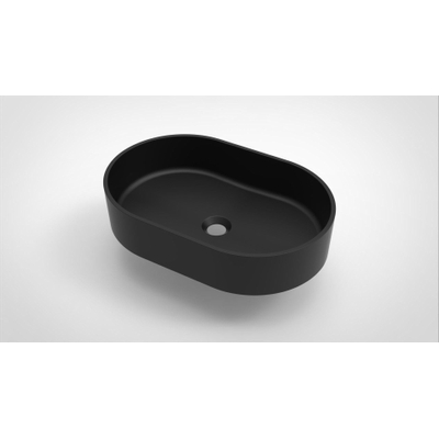 Arcqua Case waskom - 55x36cm - Ovaal - Cast marble Zwart Mat
