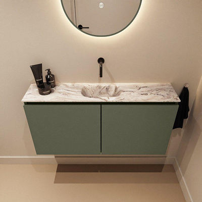 MONDIAZ TURE-DLUX 100cm toiletmeubel Army. EDEN wastafel Glace positie midden. Zonder kraangat.