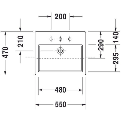 Duravit Vero half inbouwwastafel 55x47cm 1 kraangat wit