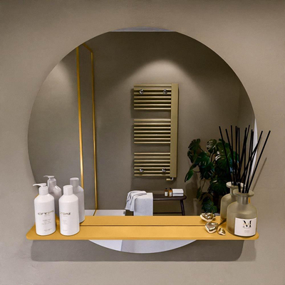 Mondiaz SPOT Badkamerspiegel - rond 80cm - spiegelplanchet - kleur Ocher