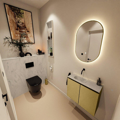 MONDIAZ TURE-DLUX 60cm toiletmeubel Oro. EDEN wastafel Opalo positie links. Zonder kraangat.