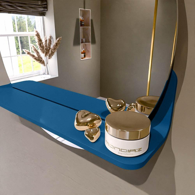 Mondiaz SPOT Badkamerspiegel - rond 50cm - spiegelplanchet - kleur Jeans