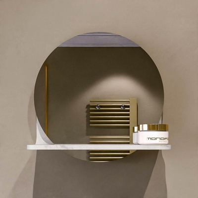 Mondiaz SPOT Badkamerspiegel - rond 30cm - spiegelplanchet - kleur Ostra