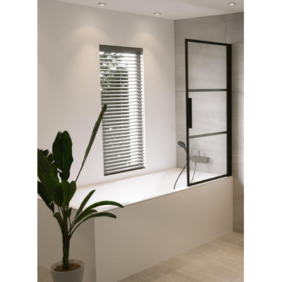 Riho Grid badwand 80x150cm rechts zwart profiel en helder glas