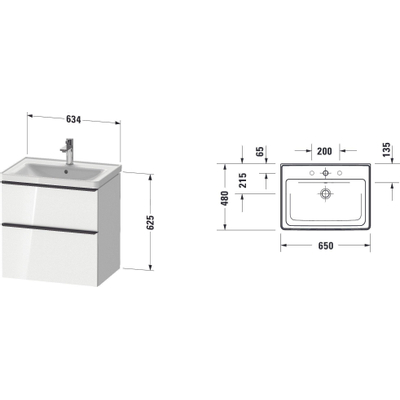 Duravit D-Neo badkamermeubelset onderkast 65x20x48cm 2 laden softclose incl. wastafel zwart eiken mat