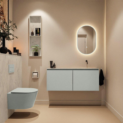 MONDIAZ TURE-DLUX 120cm toiletmeubel Greey. EDEN wastafel Opalo positie rechts. Zonder kraangat.