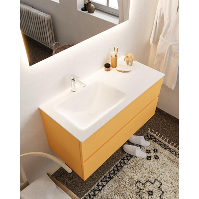 MONDIAZ VICA Badkamermeubelset - 100cm - 2 lades - wasbak Cloud links - 1 kraangat - solid surface ocher