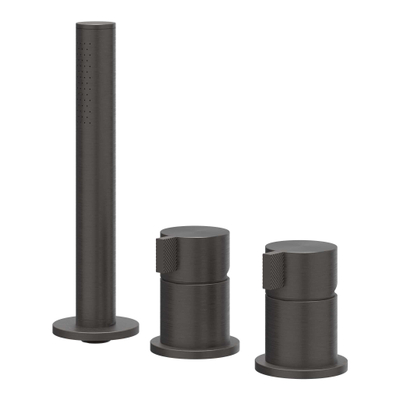 IVY Tribe Badrandcombinatie - 3-weg - mengkraan - uittrekbare handdouche - zonder uitloop - RVS316 - geborsteld carbon black PVD