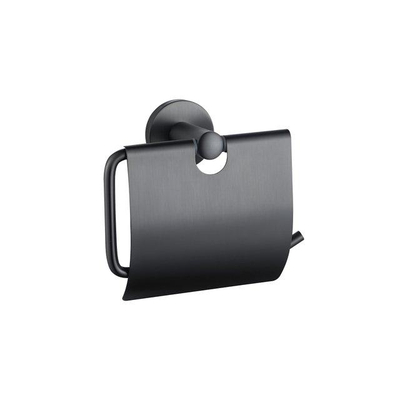 Fortifura Calvi Toiletset - toiletborstelhouder - gesloten - handdoekhaak - toiletrolhouder - met klep - geborsteld gunmetal