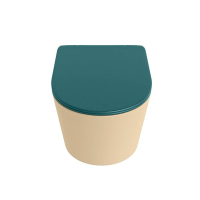 MONDIAZ LAVIE wandclosetpack - 36x53cm - diepspoel - rimless - Sand (beige) - softclose - quick-release - toiletzitting - Smag (blauw)