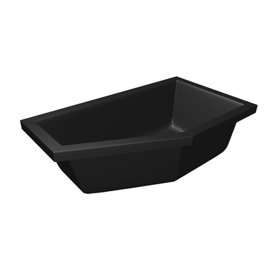 Xenz Society 160 ligbad - 160x90cm - met overloop - zonder afvoer - Hoekopstelling rechts - Acryl - Ebony mat