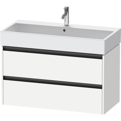 Duravit Ketho 2 wastafelonderbouwkast met 2 laden 98.4x46x54.9cm met grepen antraciet wit mat