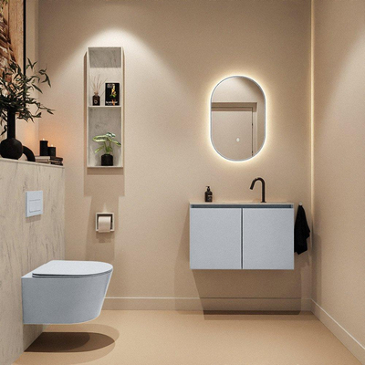 MONDIAZ TURE-DLUX 80cm toiletmeubel Clay. EDEN wastafel Opalo positie midden. Met 1 kraangat.