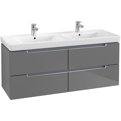 Villeroy & boch Subway 2.0 wastafelonderkast 128.7x52x4.49cm Grijs hoogglans