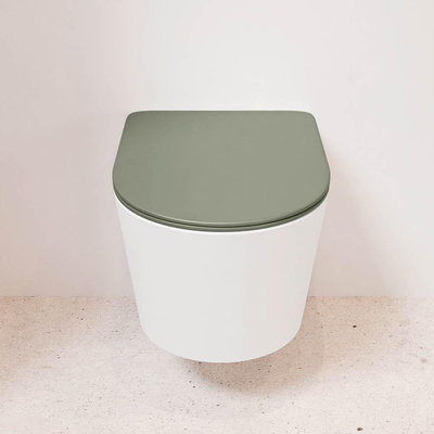 MONDIAZ LAVIE wandclosetpack - 36x53cm - diepspoel - rimless - Talc (offwhite) - softclose - quick-release - toiletzitting - Army (groen)