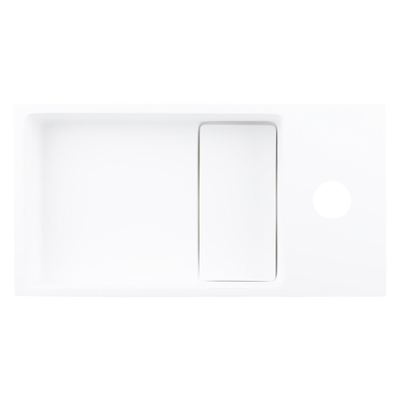 Differnz Solid fonteinset - 36x18.5x9cm - Rechthoek - 1 kraangat - Gebogen chromen kraan - Solid surface Wit