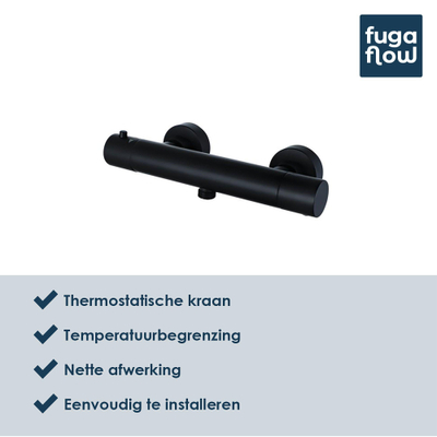 FugaFlow Muro thermostatische douchekraan - Opbouw - Mat zwart