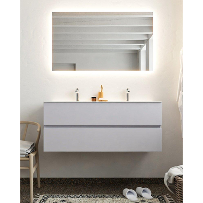 MONDIAZ VICA Badkamermeubelset - 120cm - 2 lades - wasbak Cloud dubbel - 2 kraangaten - solid surface cale