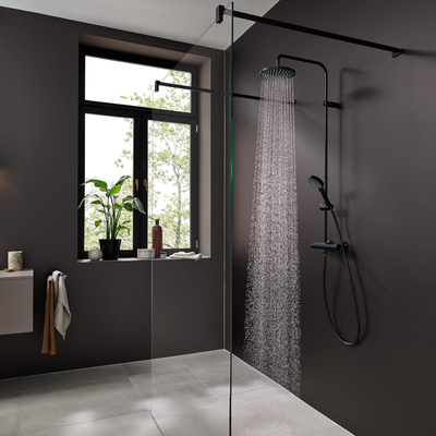 Hansgrohe Vernis Blend showerpipe met thermostaat ecosmart mat zwart