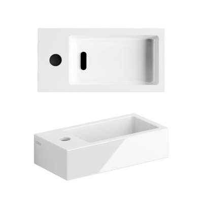 Clou Flush 3 fontein met kraangat en plug links wit keramiek B36xH9xD18cm OUTLET