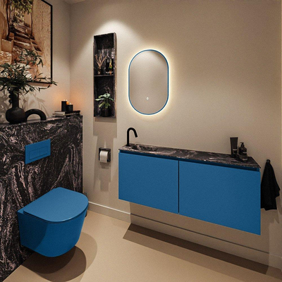 MONDIAZ TURE-DLUX 120cm toiletmeubel Jeans. EDEN wastafel Lava positie links. Met 1 kraangat.