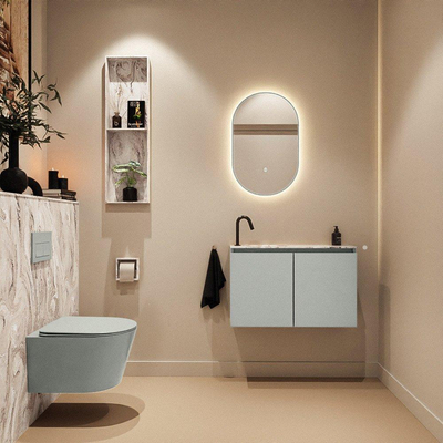 MONDIAZ TURE-DLUX 80cm toiletmeubel Greey. EDEN wastafel Glace positie links. Met 1 kraangat.